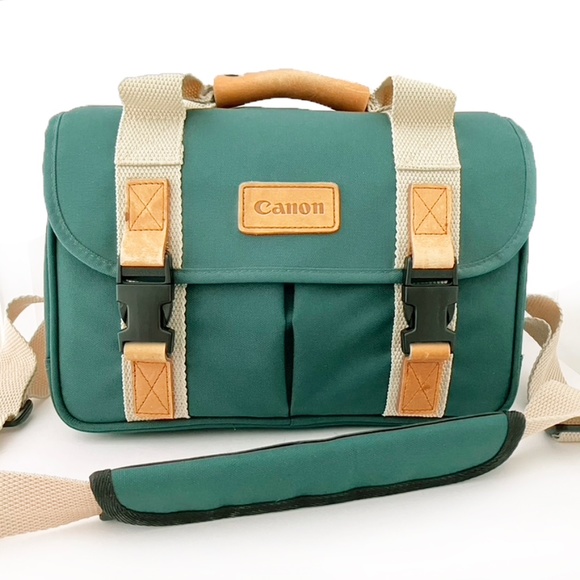 Canon Cameras, Photo & Video Vintage Canon Green Canvas Camera Bag